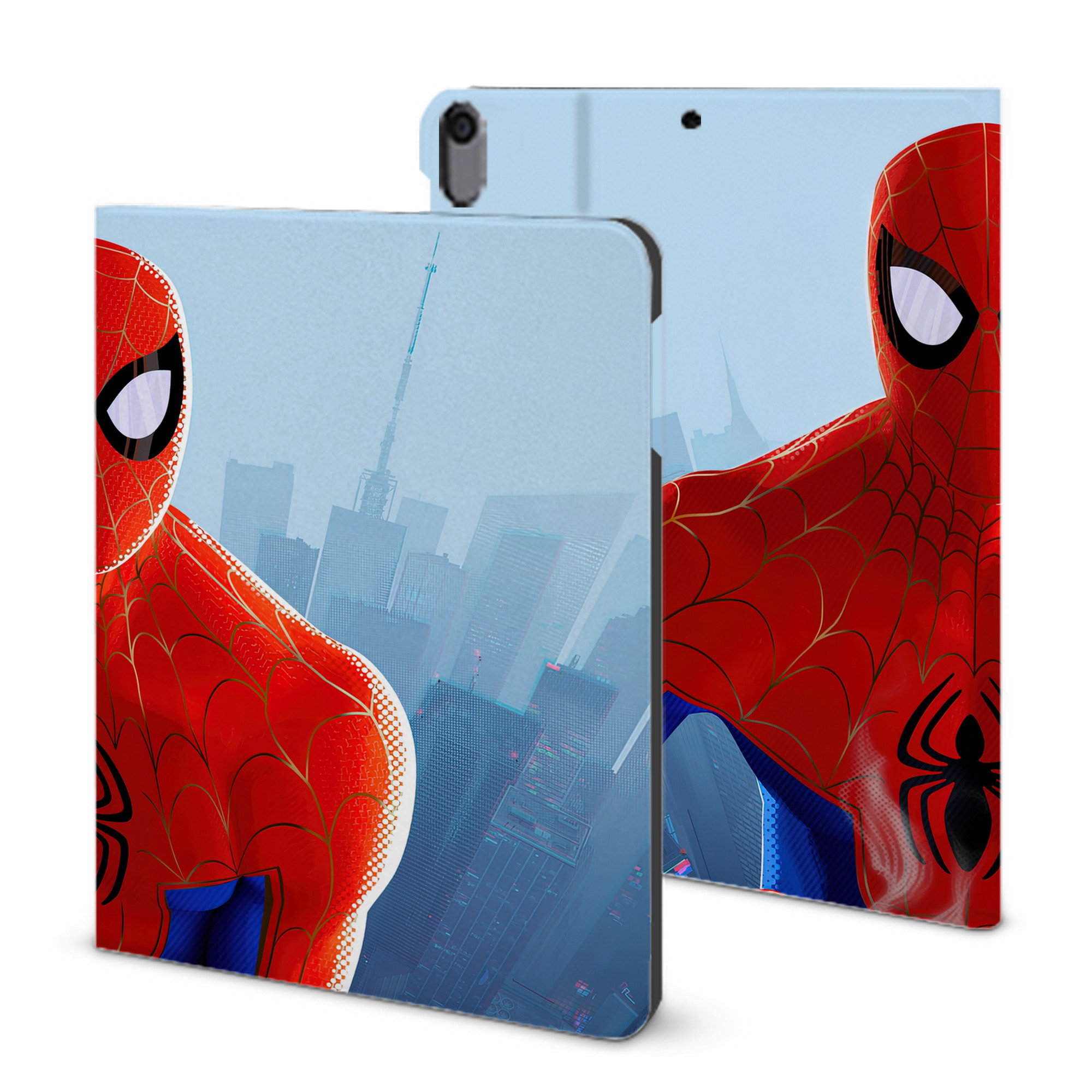 （画像用） Spider Man スパイダーマン IPad ケース ブック型 PUレザー TPU 耐衝撃 軽量 薄型 ペン収納なし 全面保護 IPad 各モデル対応